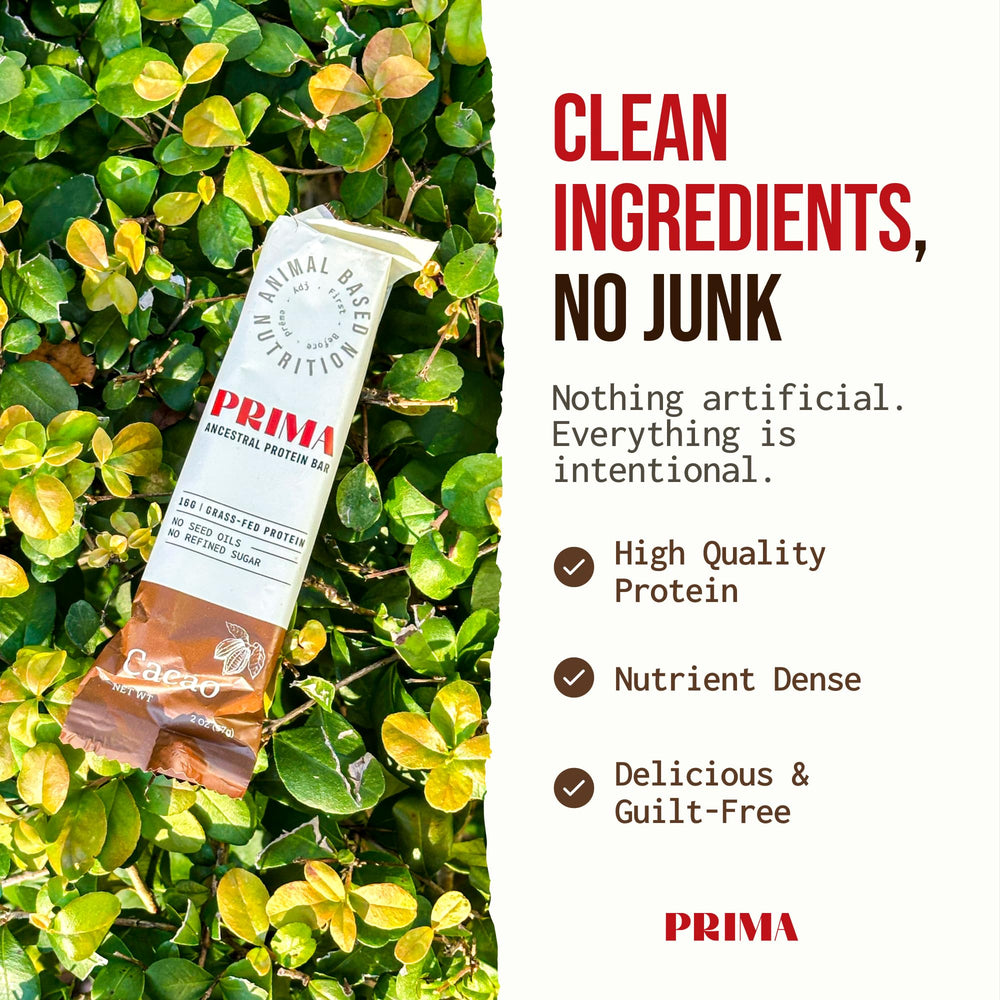 PRIMA ANCESTRAL PROTEIN BAR is gluten-free and low-carb friendly.