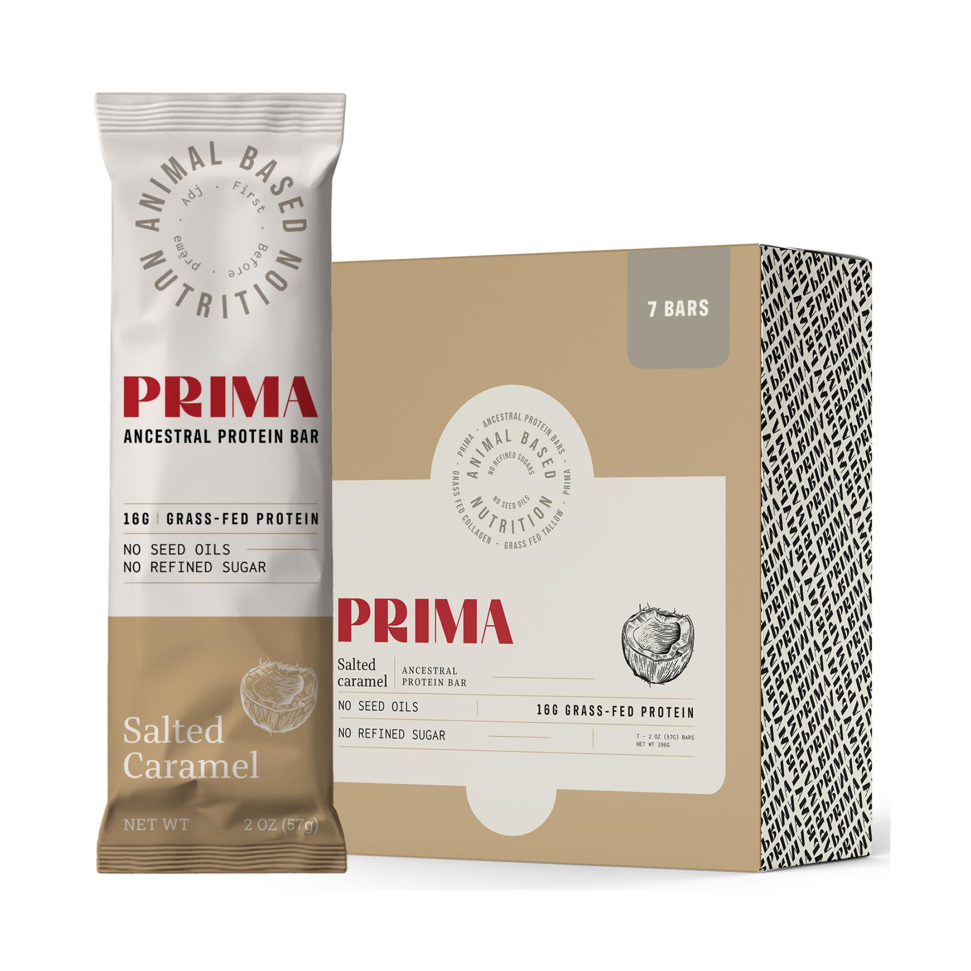 Prima Ancestral Protein Bar with grass-fed collagen for on-the-go energy.
