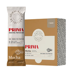 PRIMA Ancestral Protein Bar Mocha wrapped bar offers on-the-go protein boost with natural sweetness.
