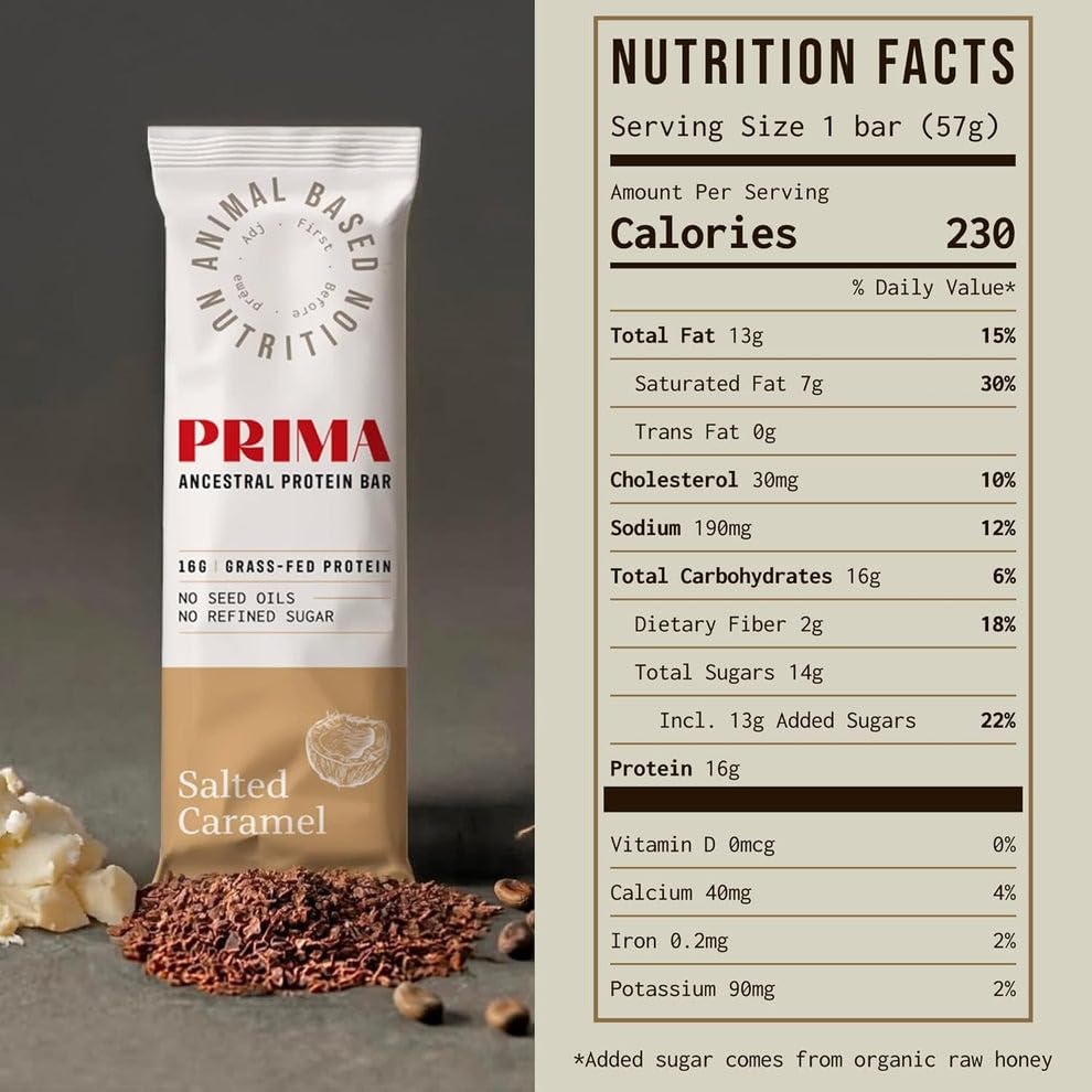 Prima Ancestral Protein Bar featuring New Zealand whey for daily protein boost.
