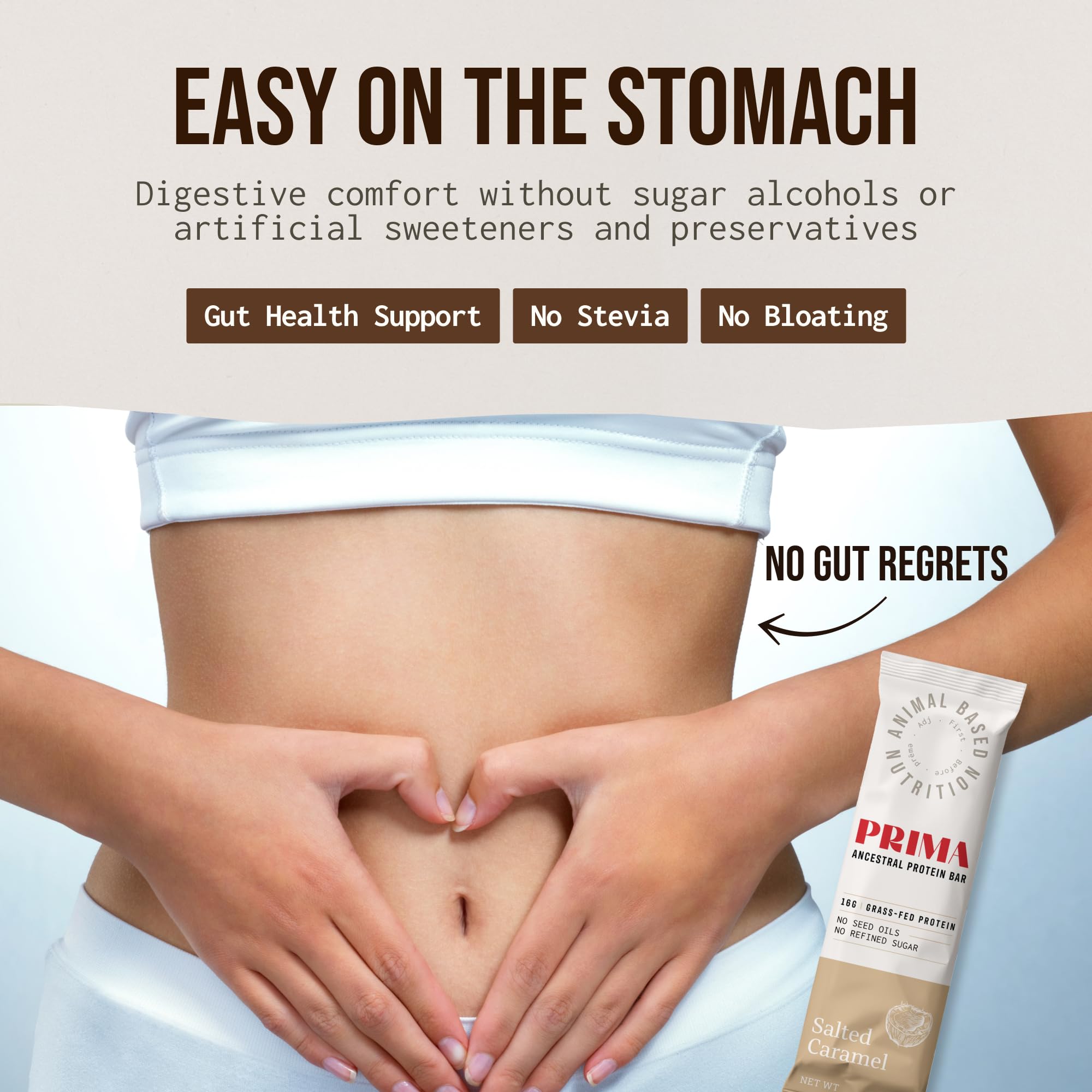 Prima Ancestral Protein Bar nutrition label close-up for transparency.