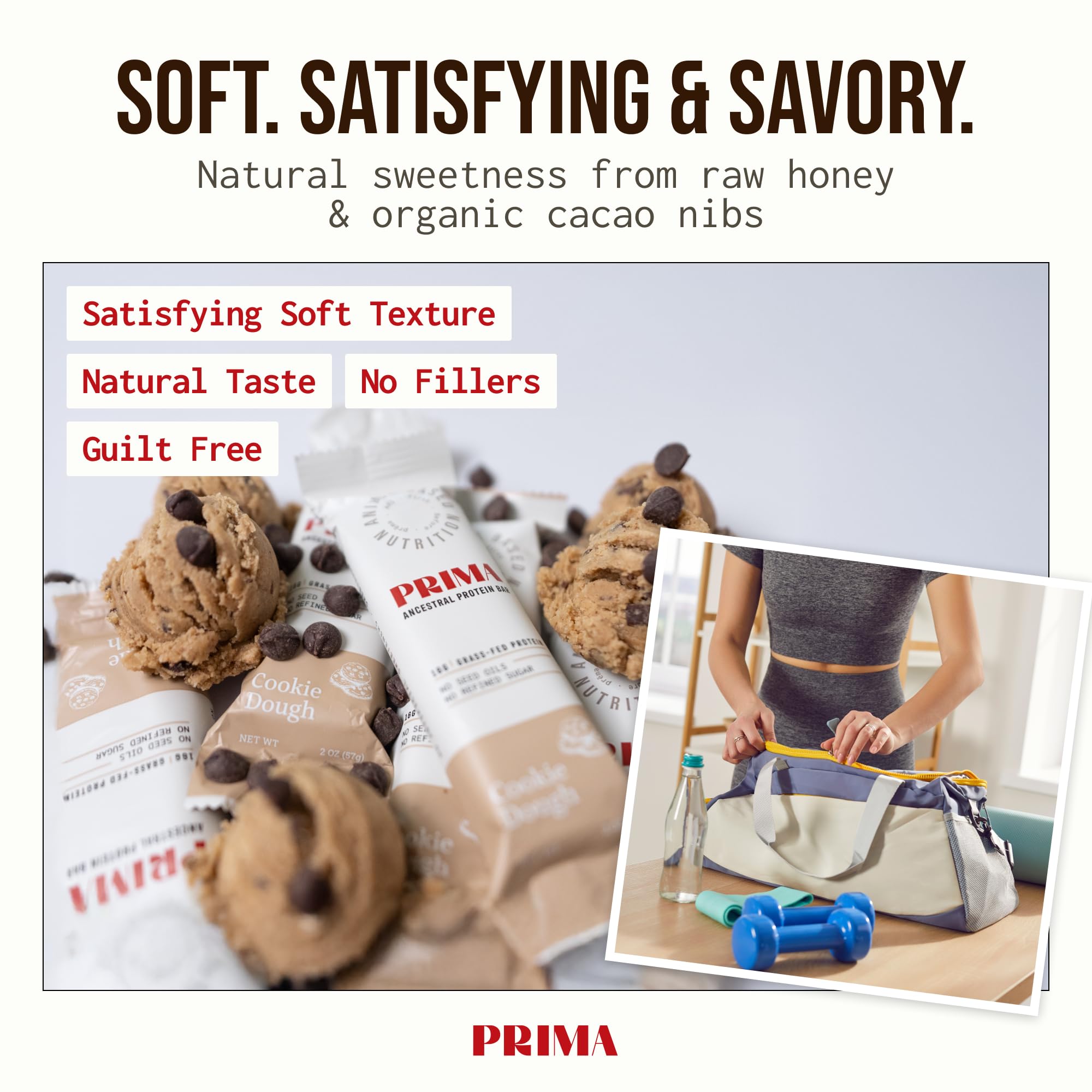 Prima Ancestral Protein Bar soft crumbly texture for quick bites.