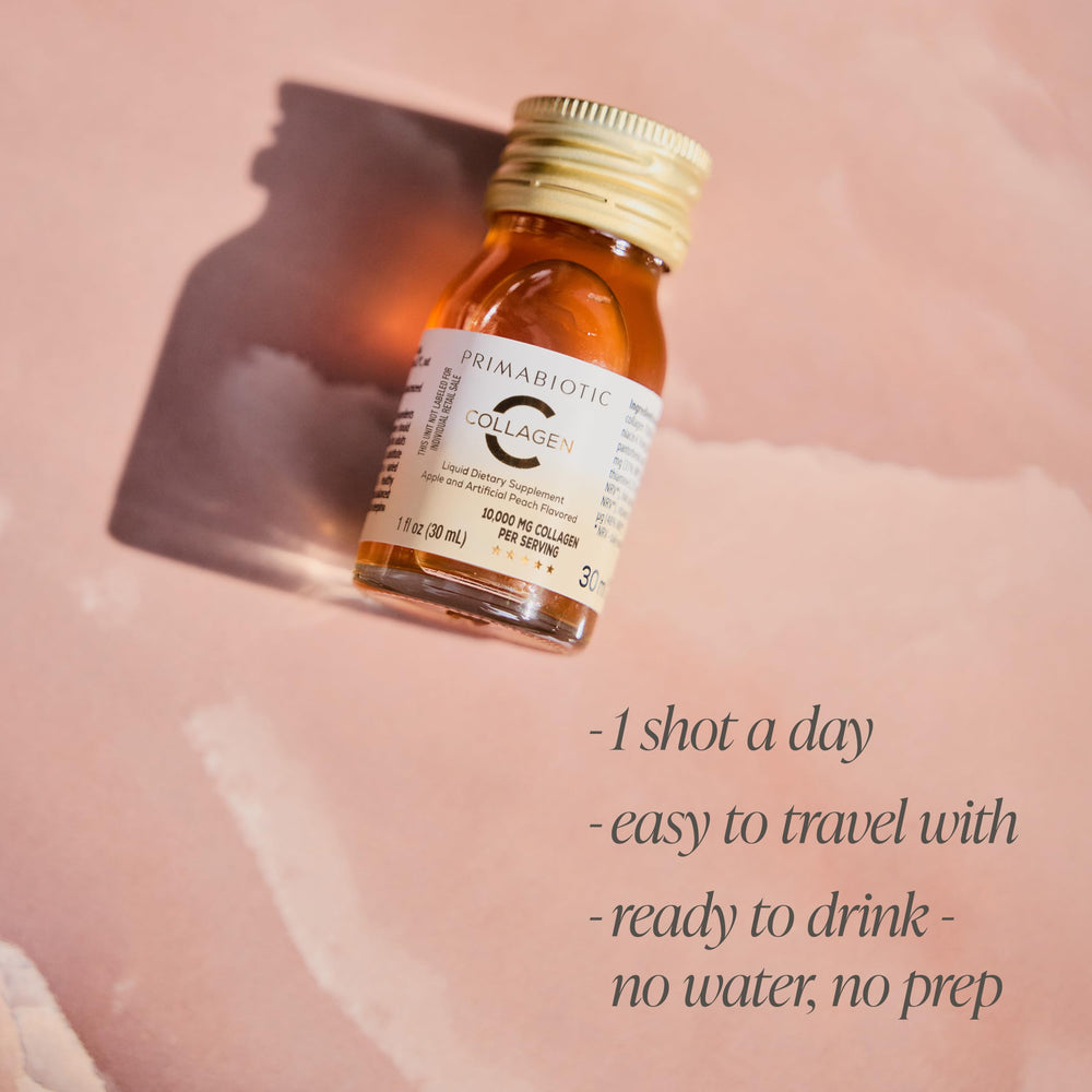 PRIMABIOTIC collagen shot bottle for on the go use
