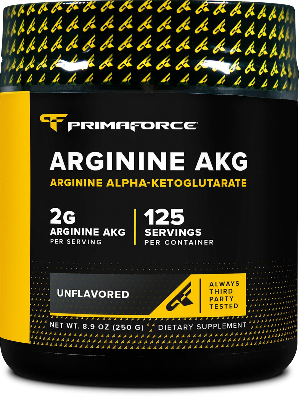 Primaforce AAKG powder container for reliable pre-workout support.