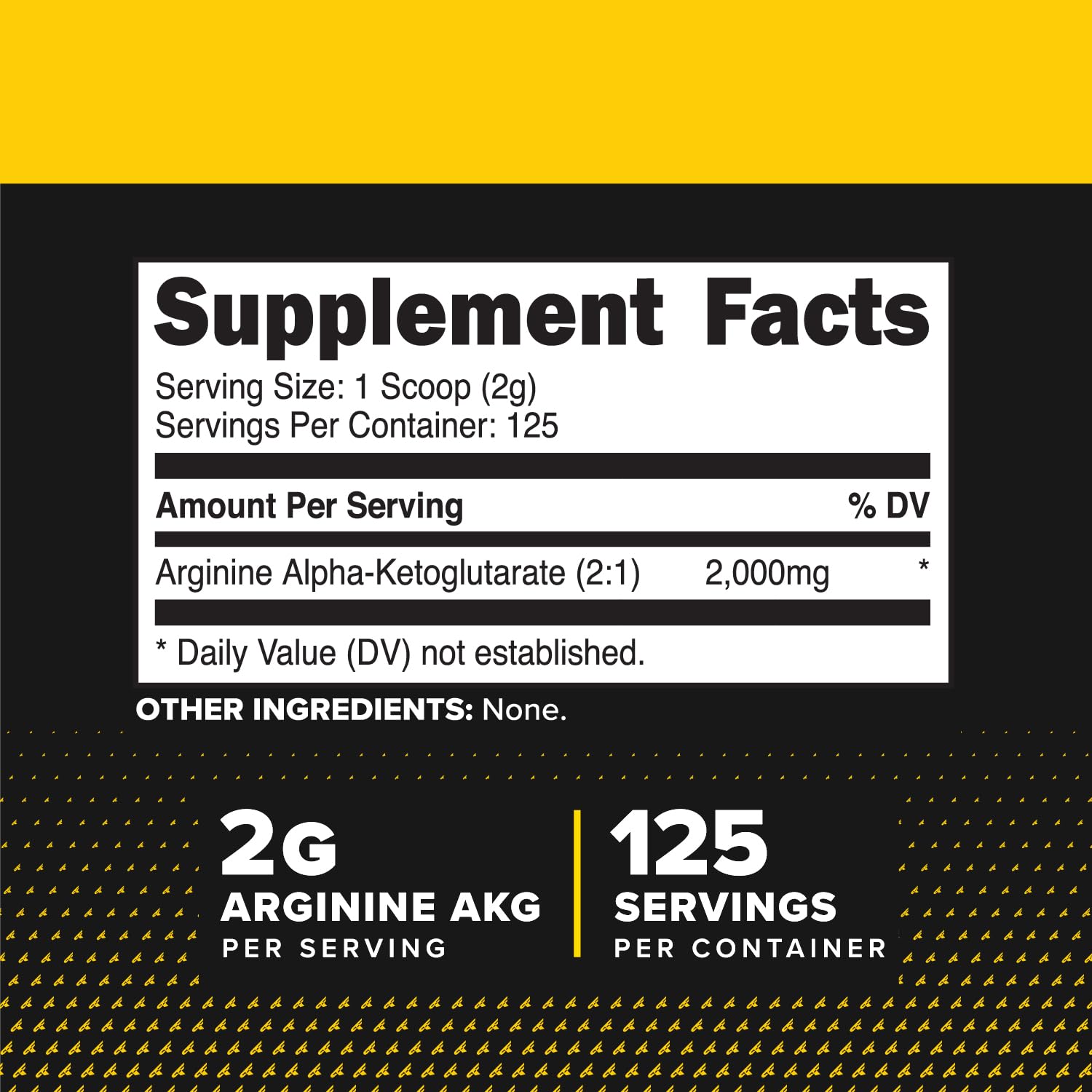 Primaforce AAKG nutrition label highlights potency and quality.