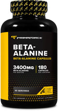 Primaforce Beta Alanine Capsules 3,400 mg | 180 Capsules | 45 Servings | NSF GMP & Third-Party Tested