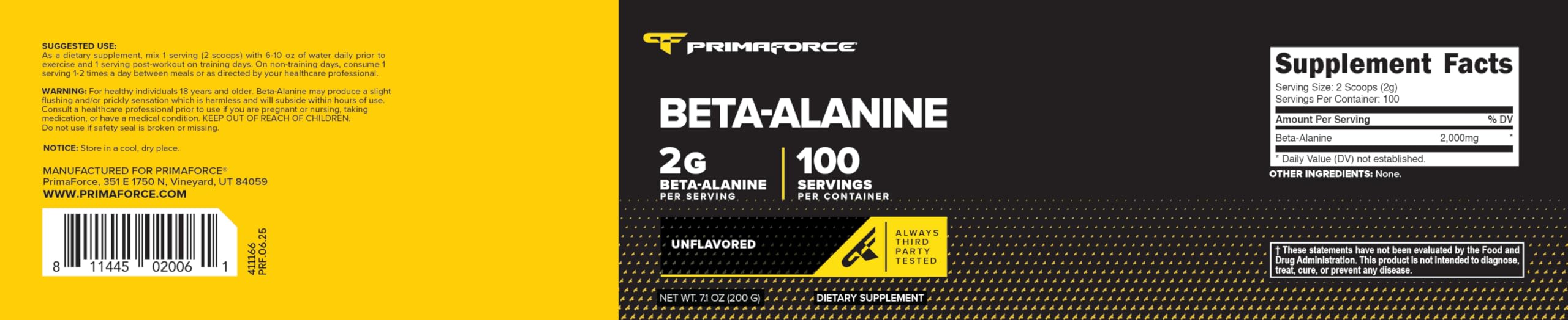 Primaforce Beta-Alanine powder dry mix demonstrates versatile training support.