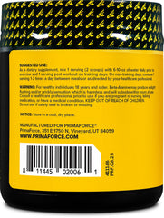 Primaforce Beta-Alanine powder label detail highlights quality and certifications.
