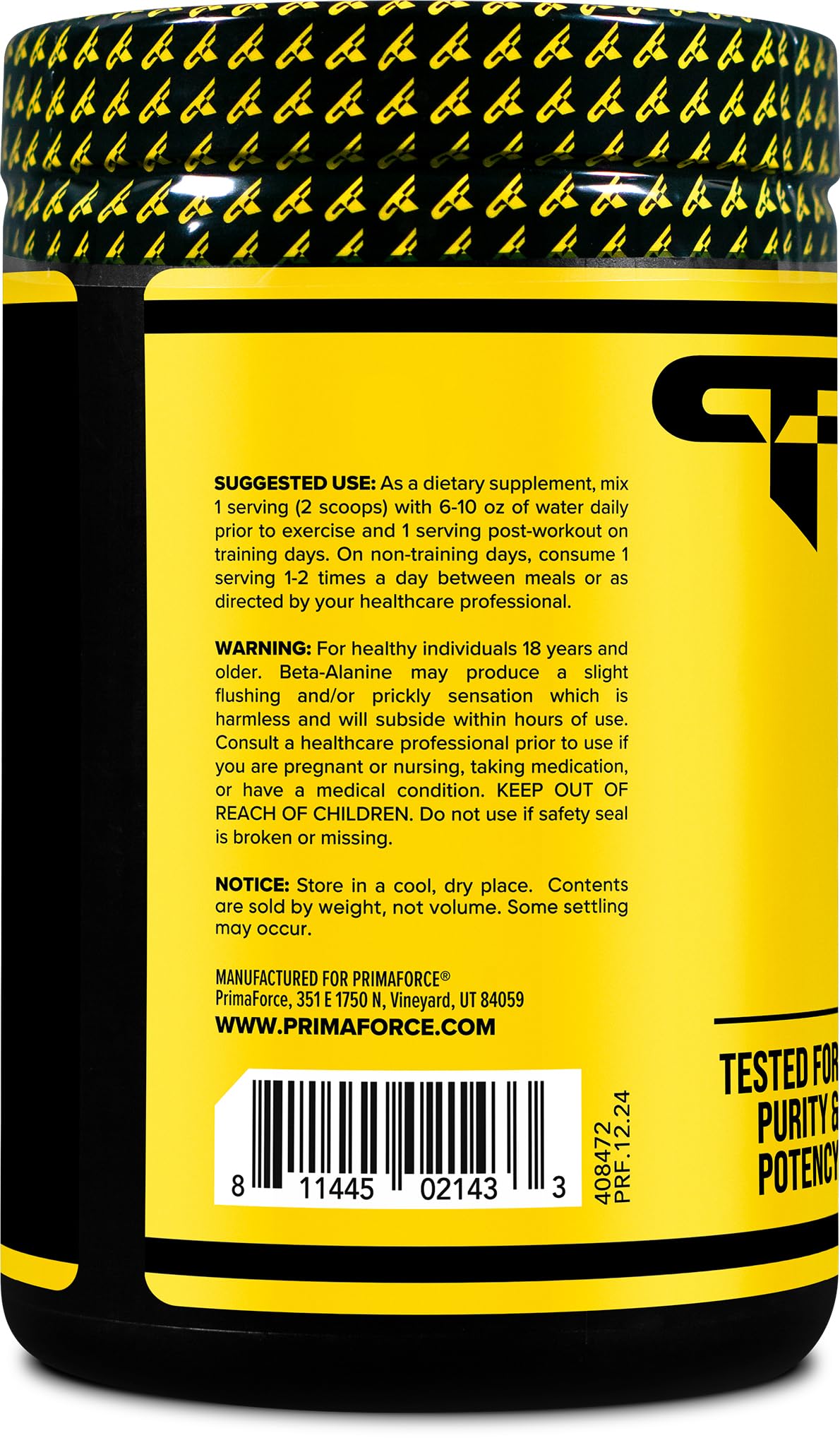 Primaforce Beta Alanine powder being added to a shaker for a smooth pre-workout drink