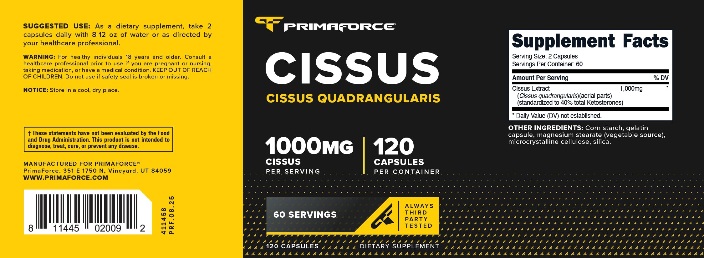 Primaforce Cissus capsules macro shot, suggesting convenient workout dosing.