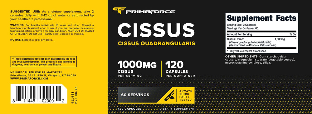 Primaforce Cissus capsules macro shot, suggesting convenient workout dosing.