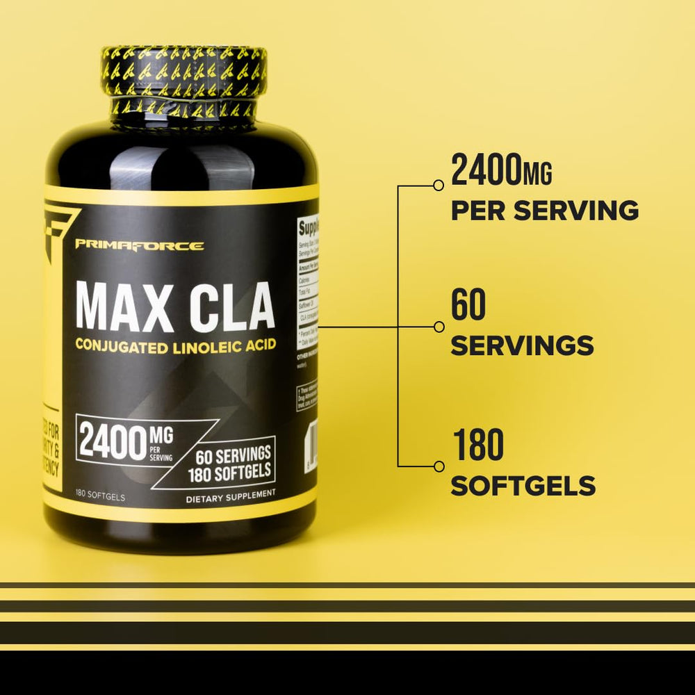 Primaforce CLA packaging detail highlighting 180 softgels