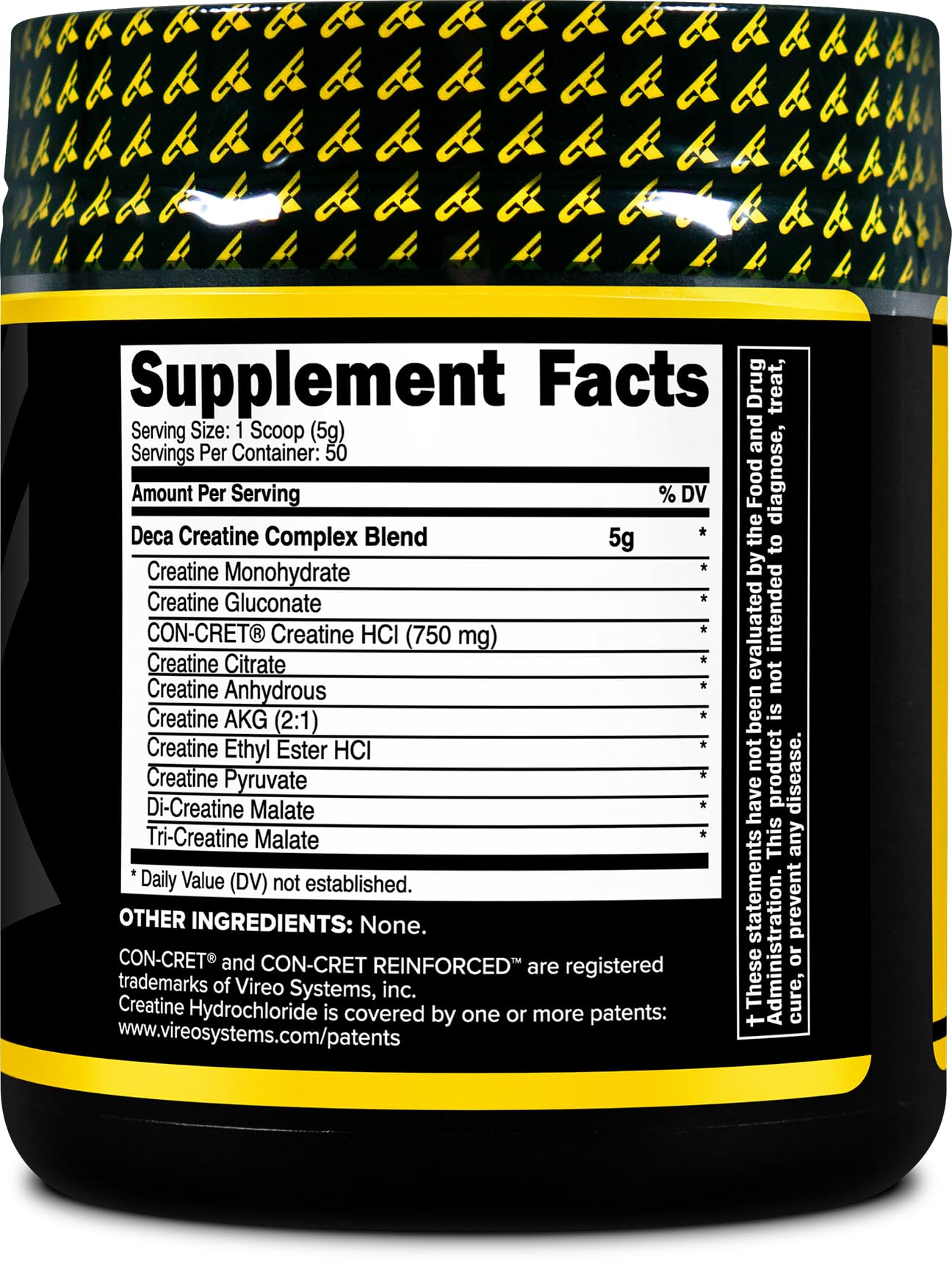 Primaforce Creatine-X label closeup emphasizing quality controls and non-GMO status