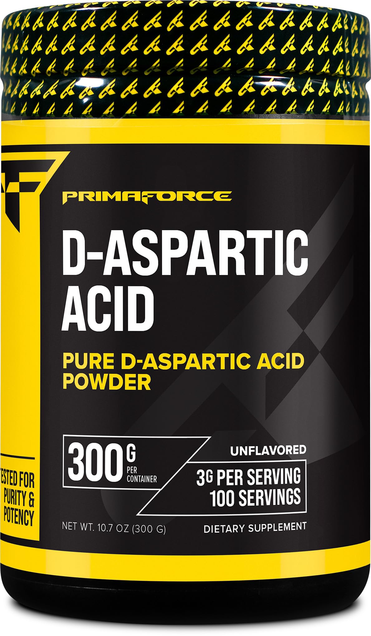 Primaforce D-Aspartic Acid 300g bottle for daily supplement routine.