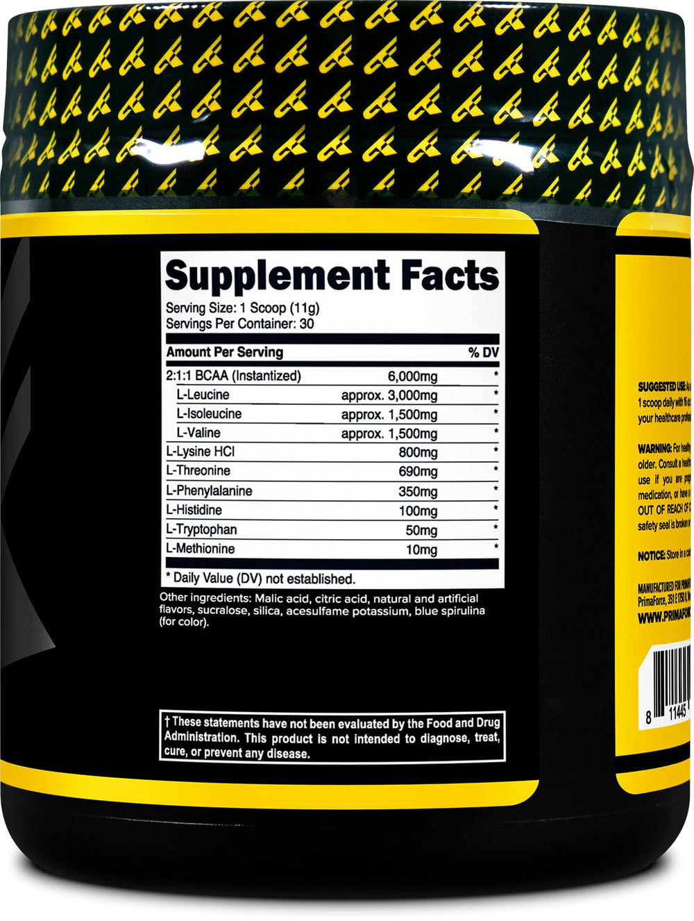Primaforce EAA Powder Rocket Pop label close-up signals quality and safety