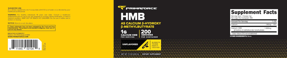 Primaforce HMB powder storage jar keeps freshness for ongoing use.