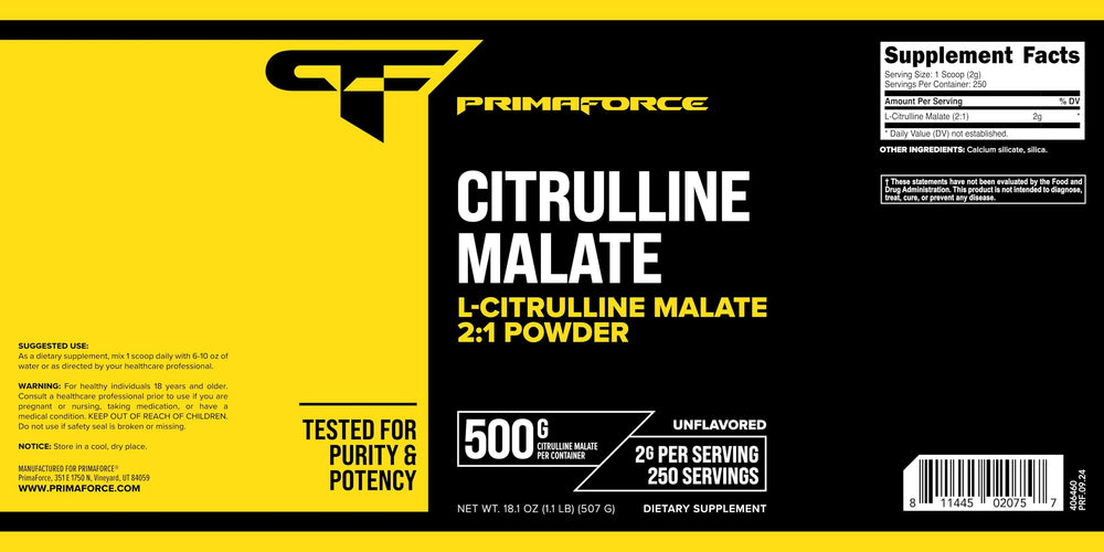 PrimaForce L-Citrulline Malate is lab-tested for potency and purity.