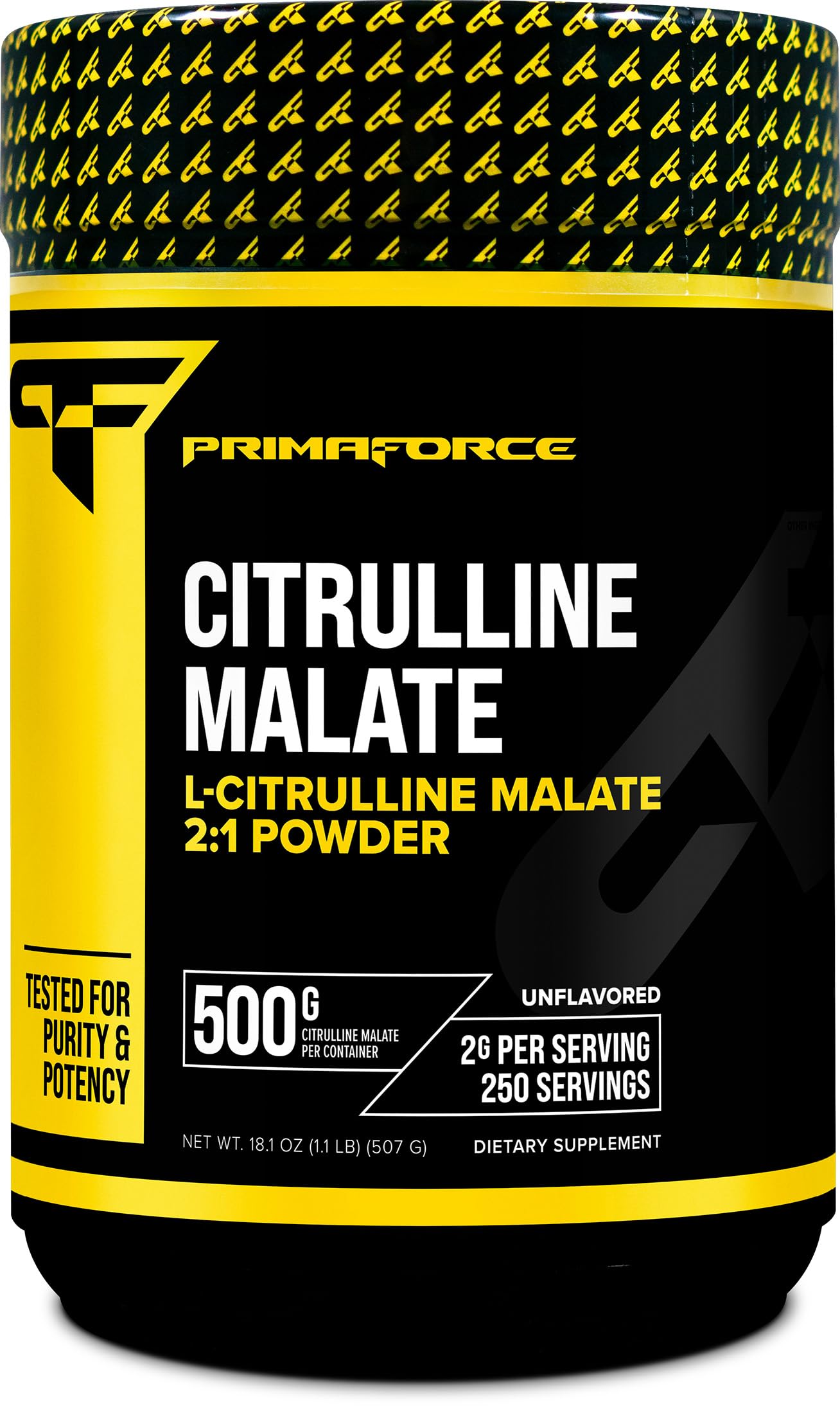 PrimaForce L-Citrulline Malate powder bottle for clean, versatile pre-workout fueling.