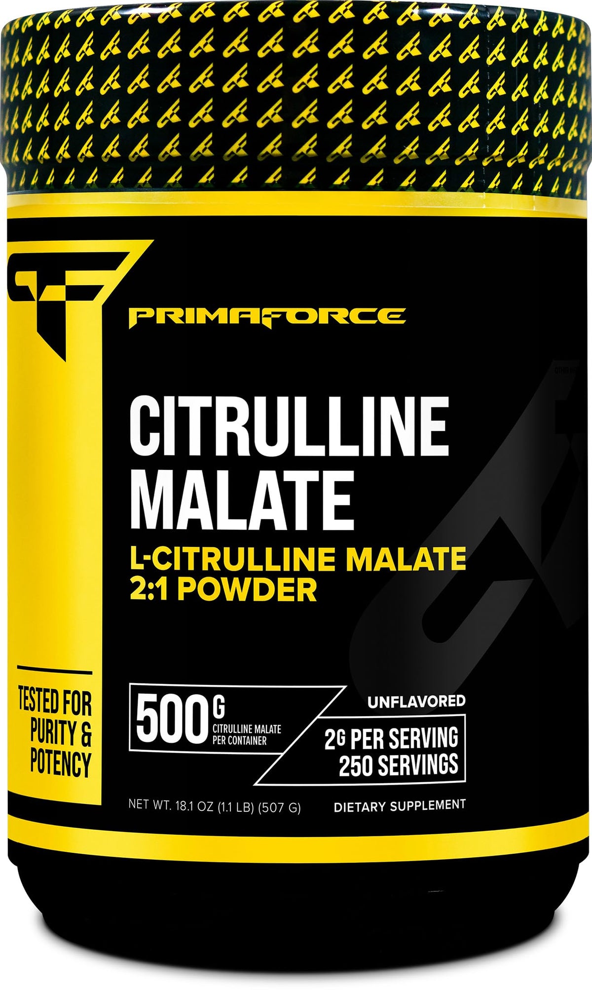 PrimaForce L-Citrulline Malate powder bottle for clean, versatile pre-workout fueling.