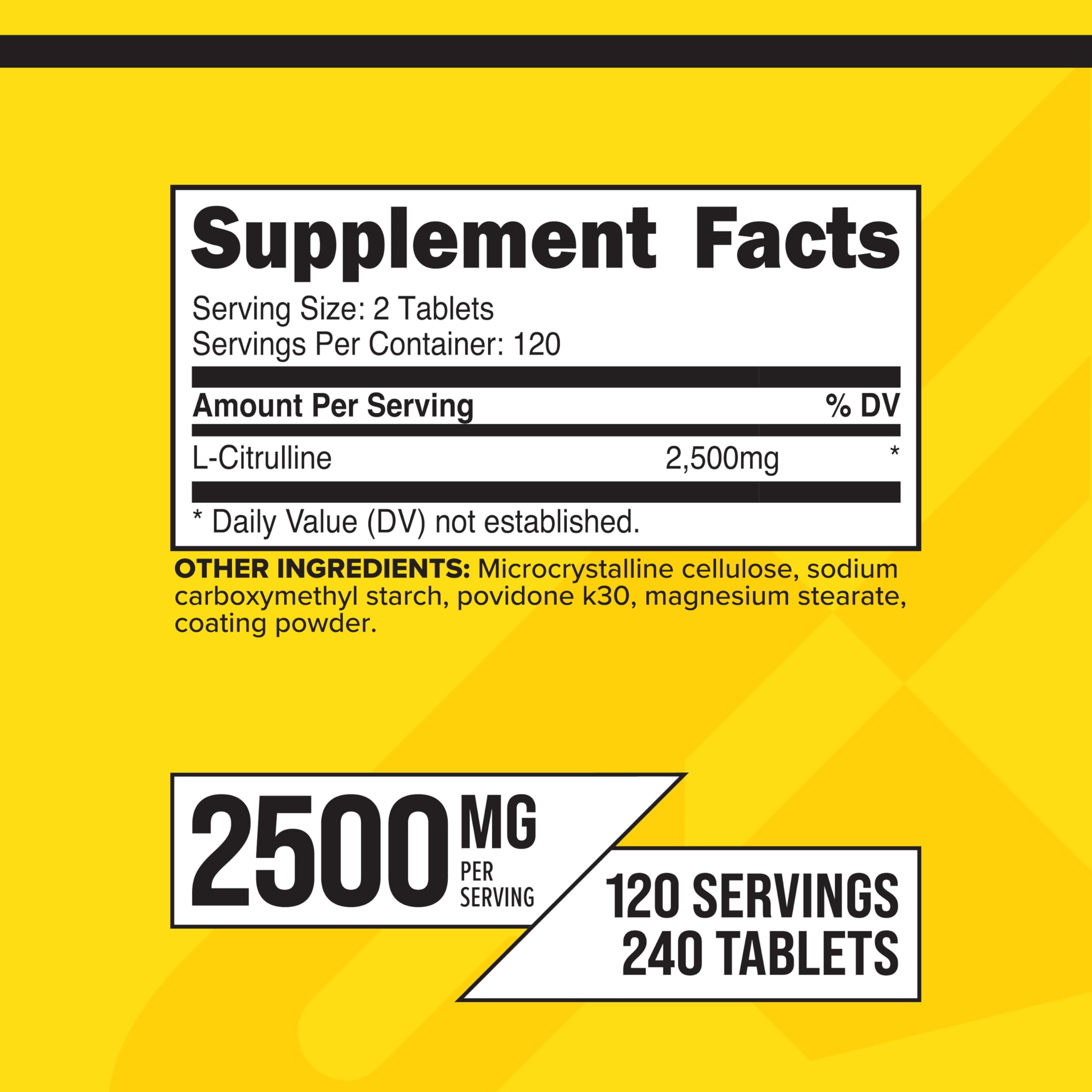 Primaforce L-Citrulline tablets close-up showing 1250mg per tablet.
