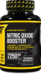Primaforce Nitric Oxide Booster label close-up showing ingredients for informed choice