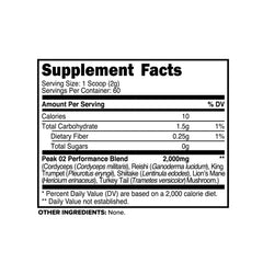 Primaforce Peak O2 tub with 60 servings highlighting vegan, non-GMO formulation.
