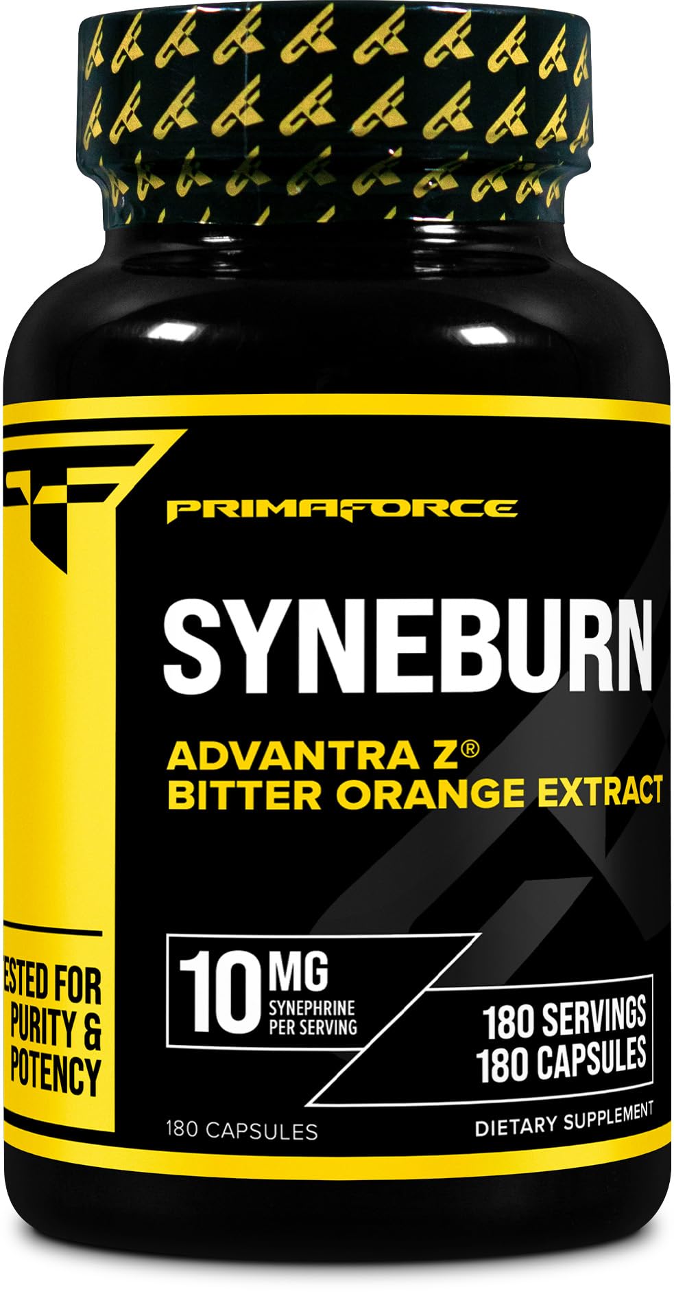 Primaforce Syneburn bottle front shows branding and convenient daily supplement.