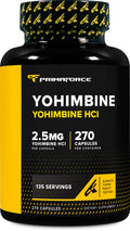 Primaforce Yohimbine HCl 2.5 mg – 270 Capsules | Premium, Non-GMO, Gluten-Free