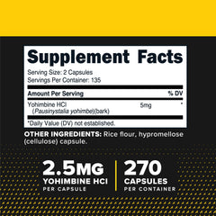 Primaforce Yohimbine HCl capsules on label highlight quality and ingredients.