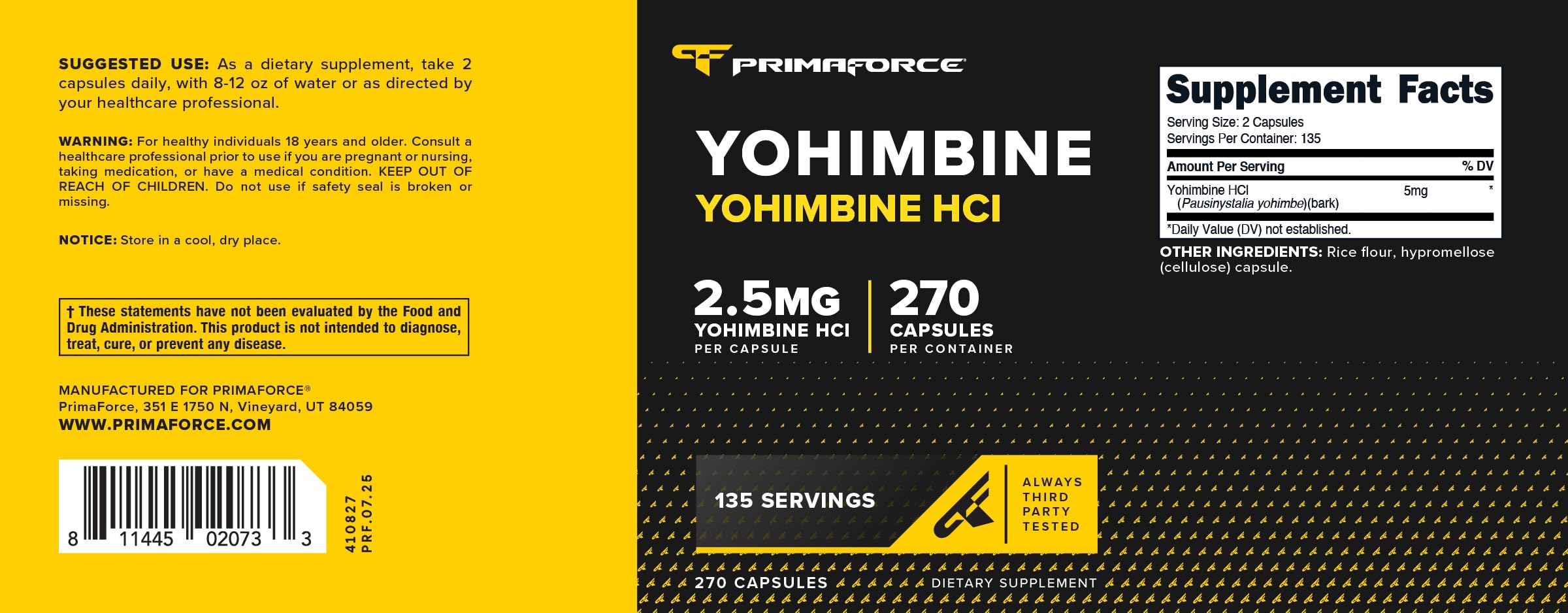 Primaforce Yohimbine HCl bottle on a gym setup signals performance support.