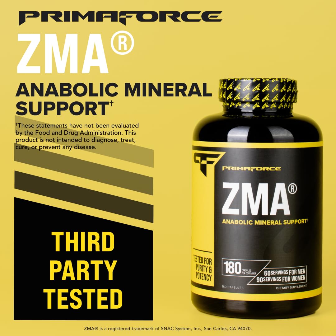 Primaforce ZMA bottle with NSF GMP FDA marks