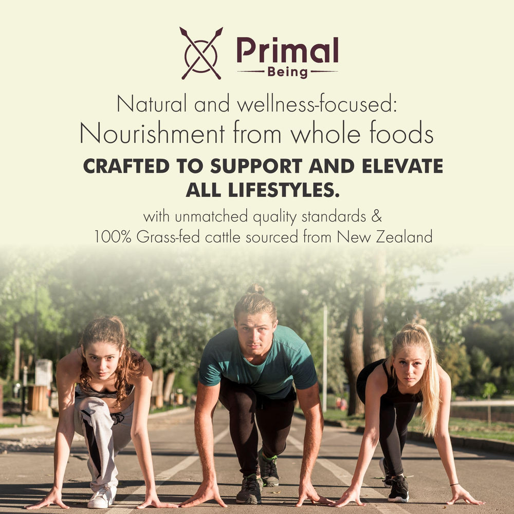 Primal Being Beef Organs nutrition label image with clear ingredients and quality details.