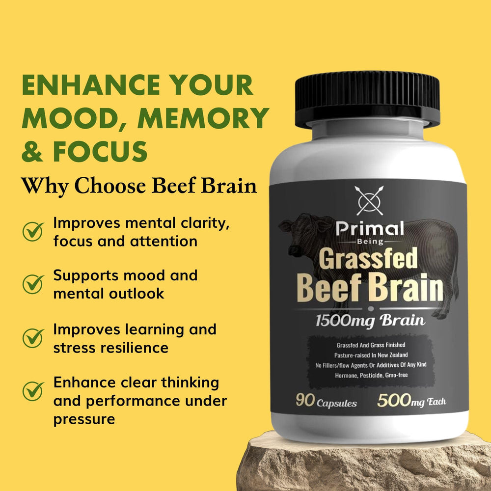Display of three capsules per serving from Primal Being for convenient daily intake