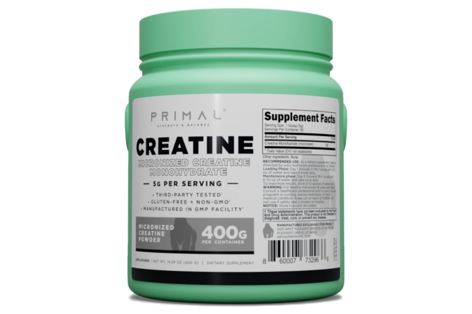 Primal Creatine serving scoop showing precise 5 g portions for accuracy.