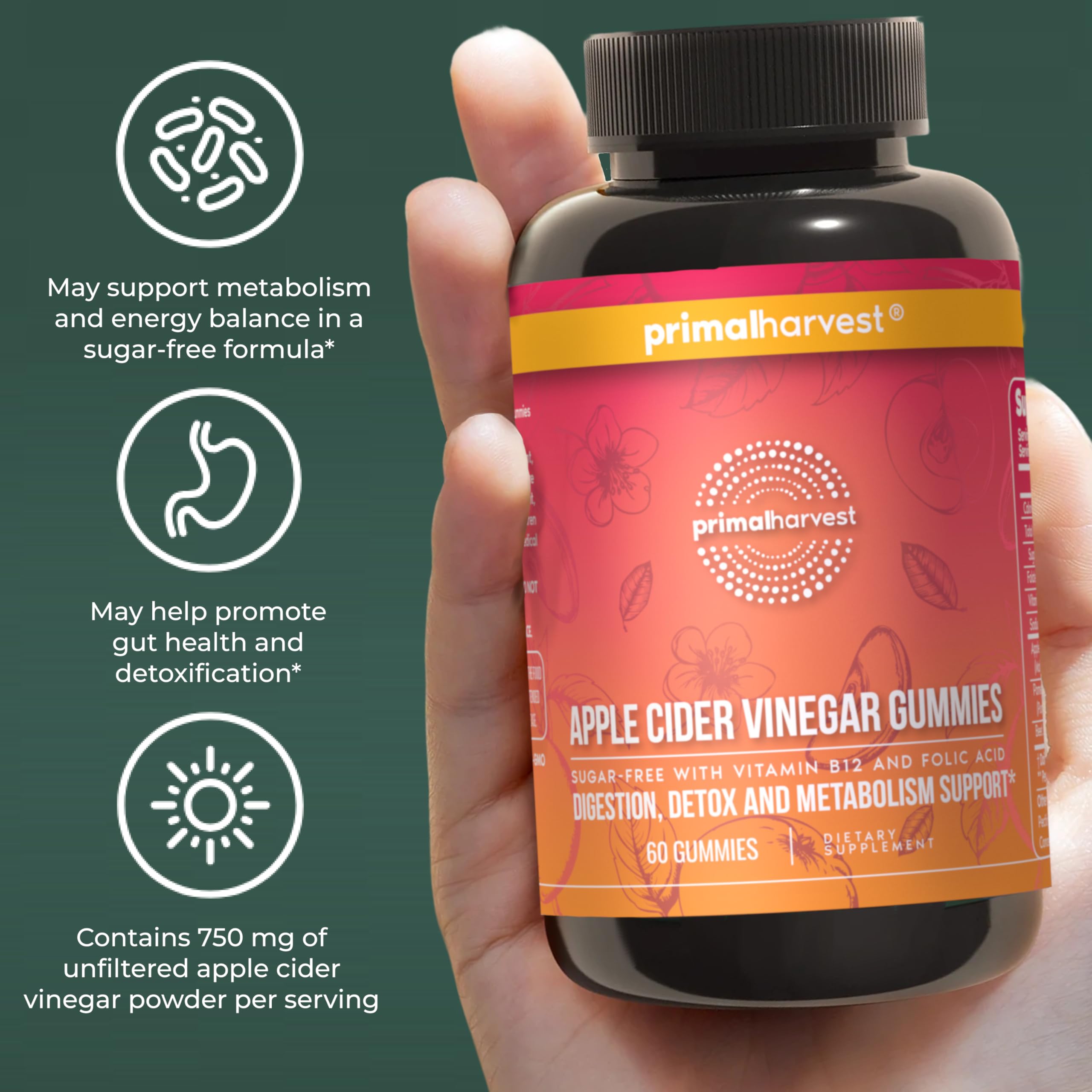 Primal Harvest ACV Gummies gluten-free and dairy-free for all diets.