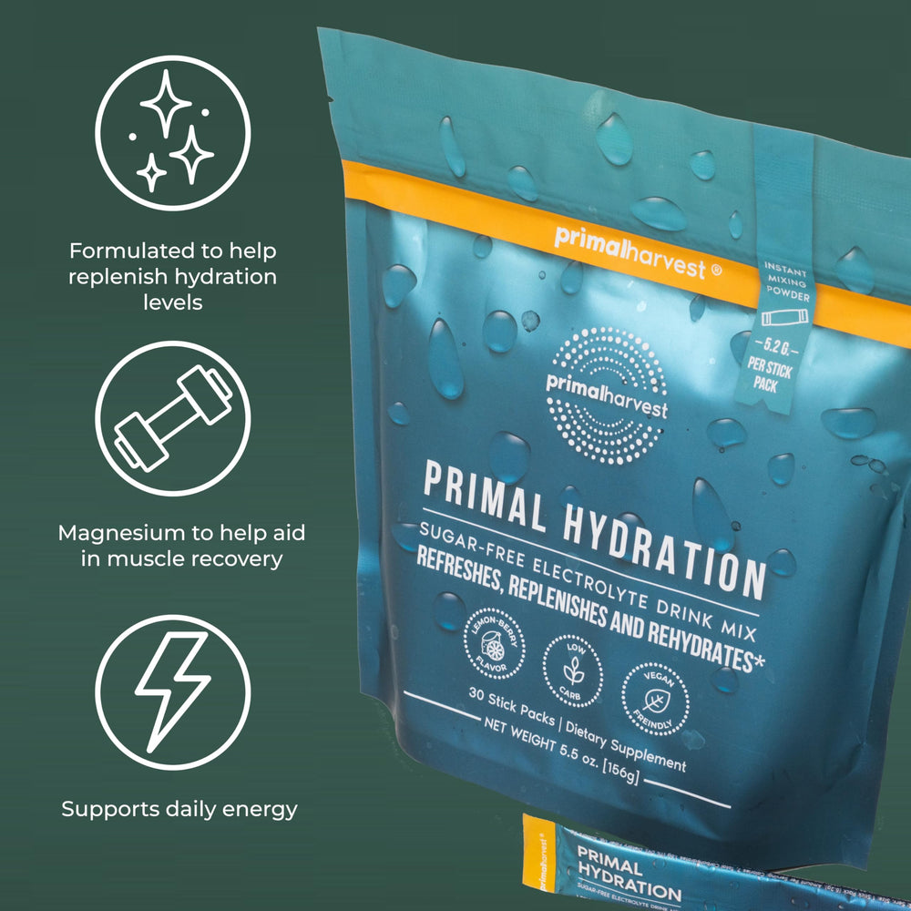 Active athlete uses Primal Harvest during workouts for quick refreshment.