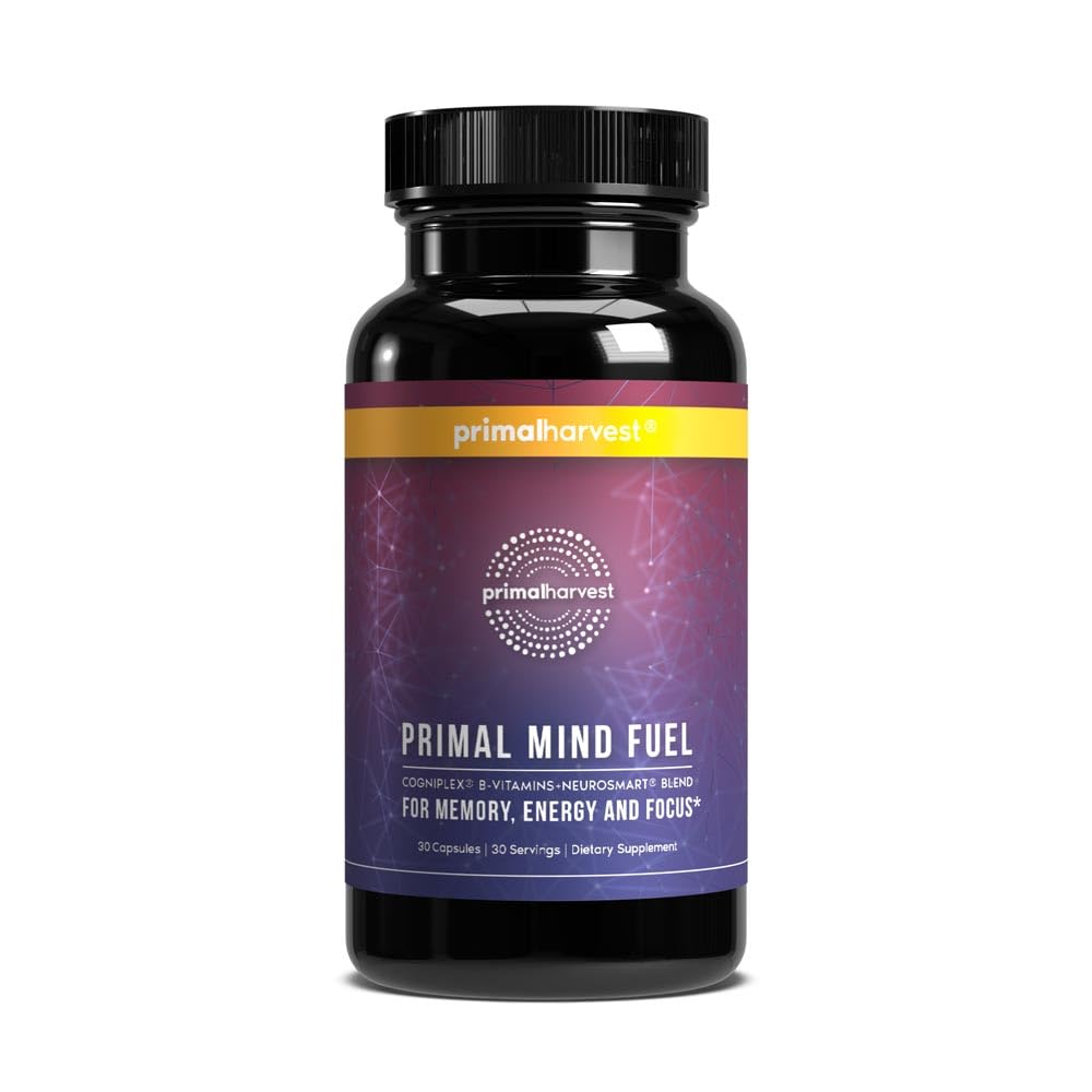 Primal Harvest brain supplement bottle supports daily focus and routine.