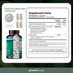 Primal Harvest collagen pills closeup demonstrates easy, consistent daily dosing