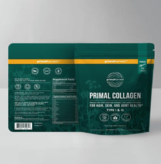 Scoop of Primal Harvest collagen powder ready to mix into your routine.