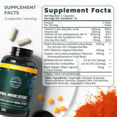 Primal Harvest Immune Defense bottle back-label showing ingredients and recommended use