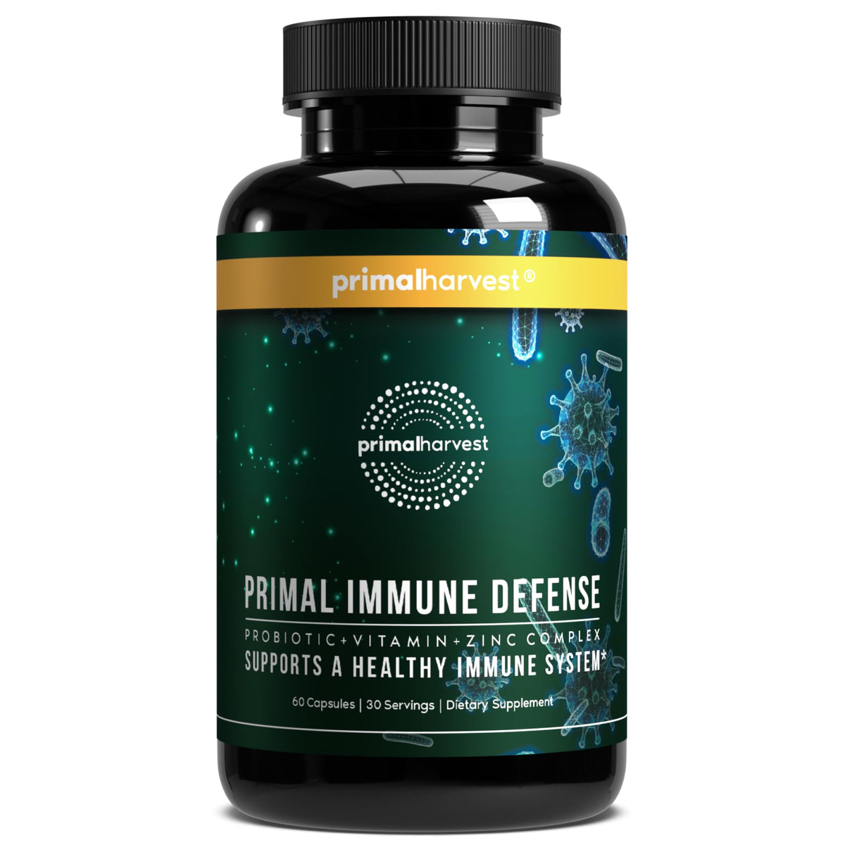 Primal Harvest Immune Defense bottle front for daily immune support possibilities