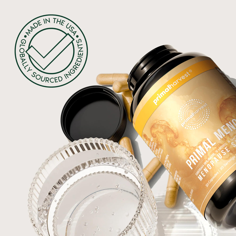 User-friendly packaging of Primal Harvest Meno+ for monthly supply