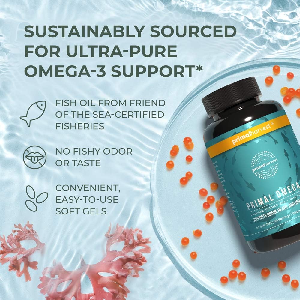 Primal Harvest Omega-3 packaging box communicates trusted wellness branding