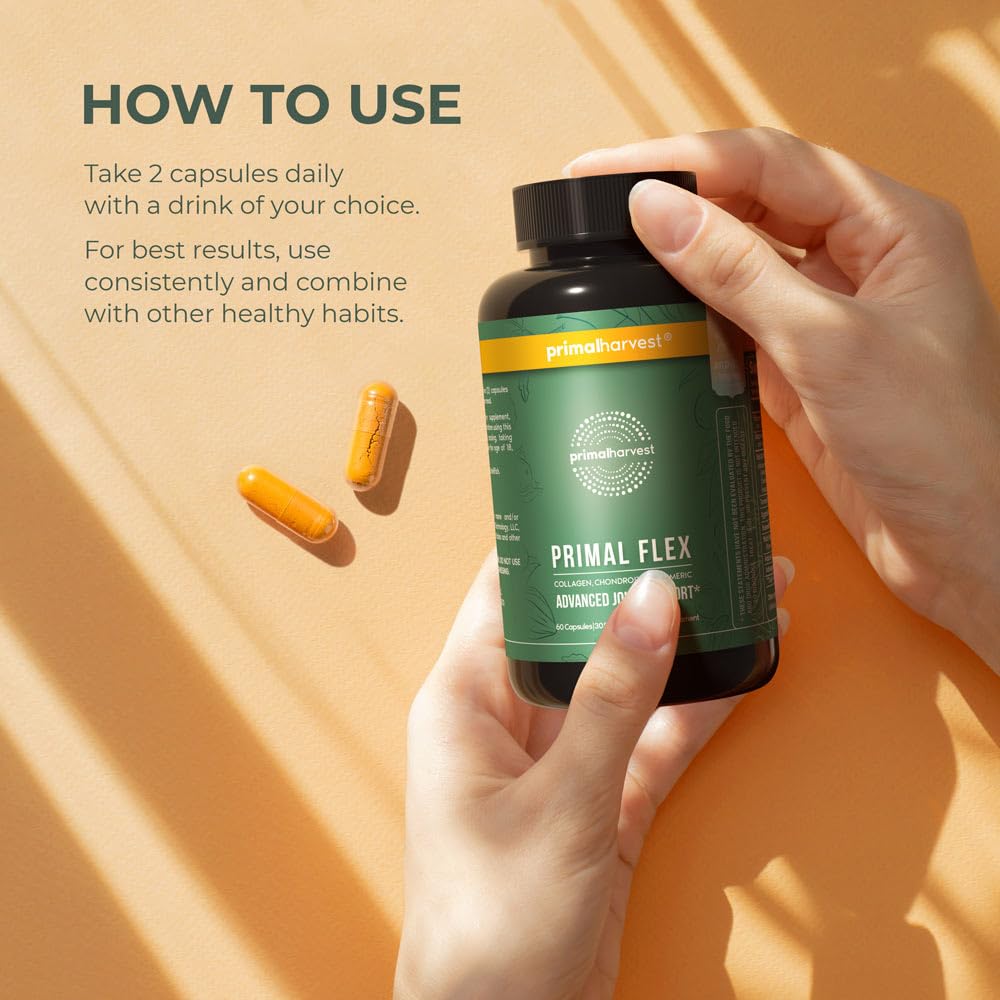 Primal Harvest Primal Flex capsules being poured for easy daily use