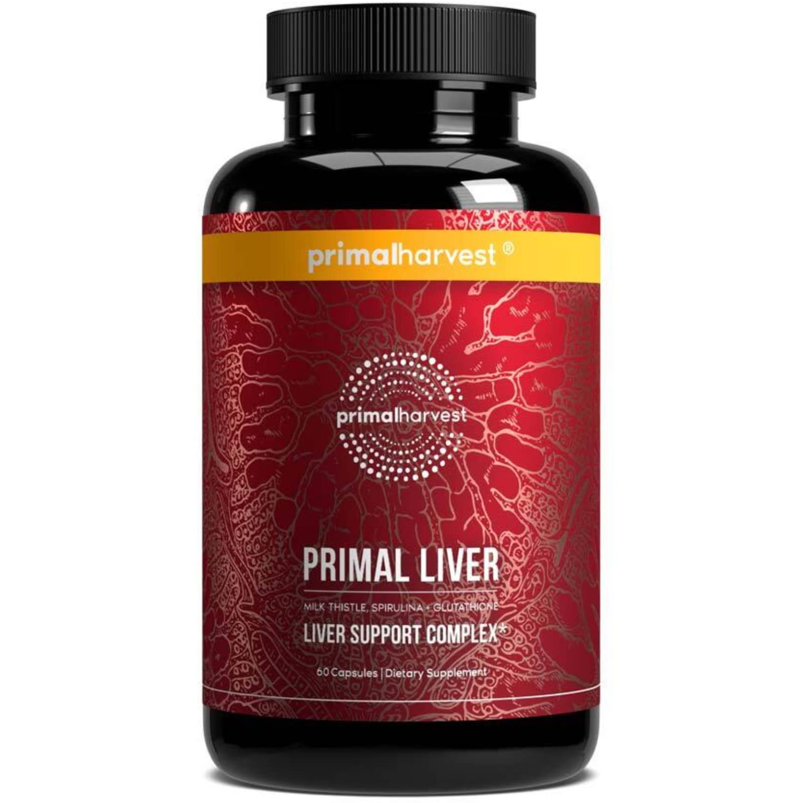 Primal Harvest Primal Liver bottle front view highlighting branding and daily use