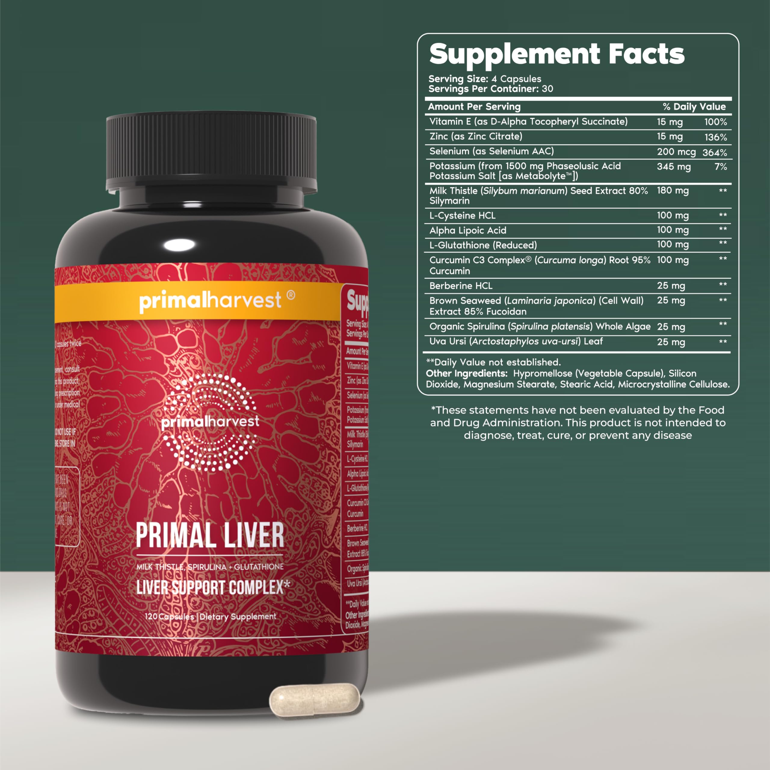 Primal Harvest Primal Liver capsules closeup showing premium formula