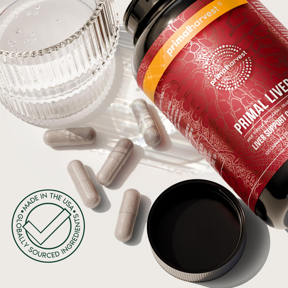 Primal Harvest Primal Liver dosage scene with two capsules