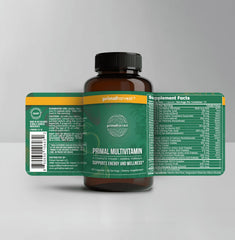 Primal Harvest Primal Multivitamin bottle back with label details on ingredients.