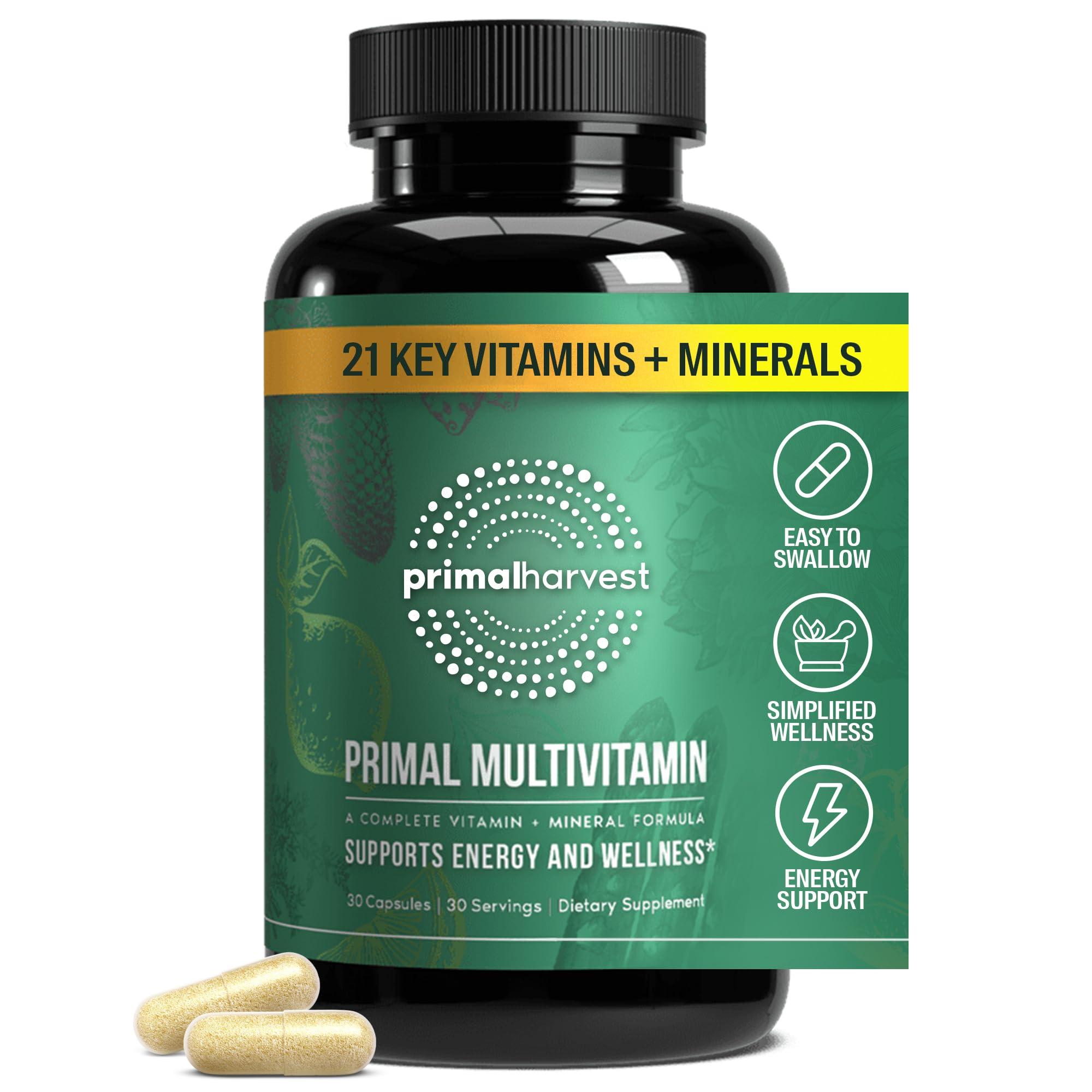 Primal Harvest Primal Multivitamin bottle promotes daily energy and wellness.