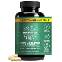 Primal Harvest Primal Multivitamin bottle promotes daily energy and wellness.